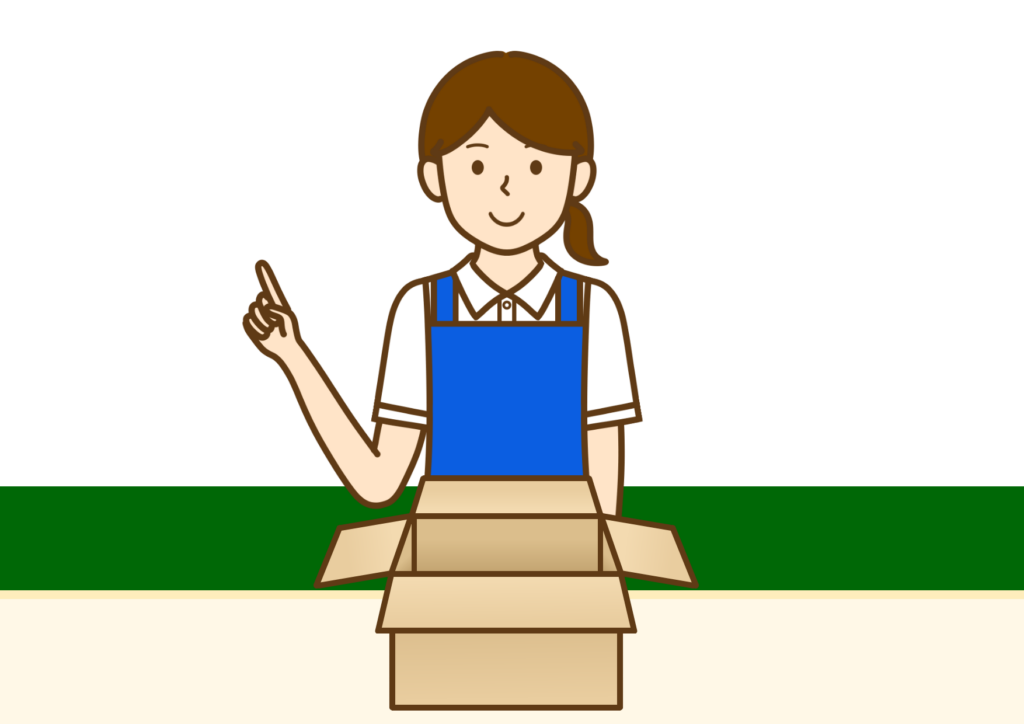 アニメグッズを持ち込む前に準備をする女性
