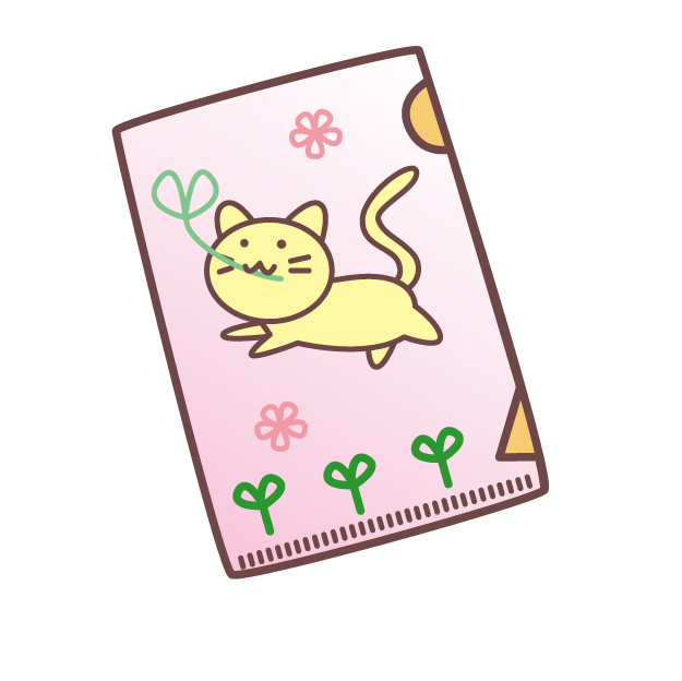 かわいい猫の絵柄が描かれたクリアファイル