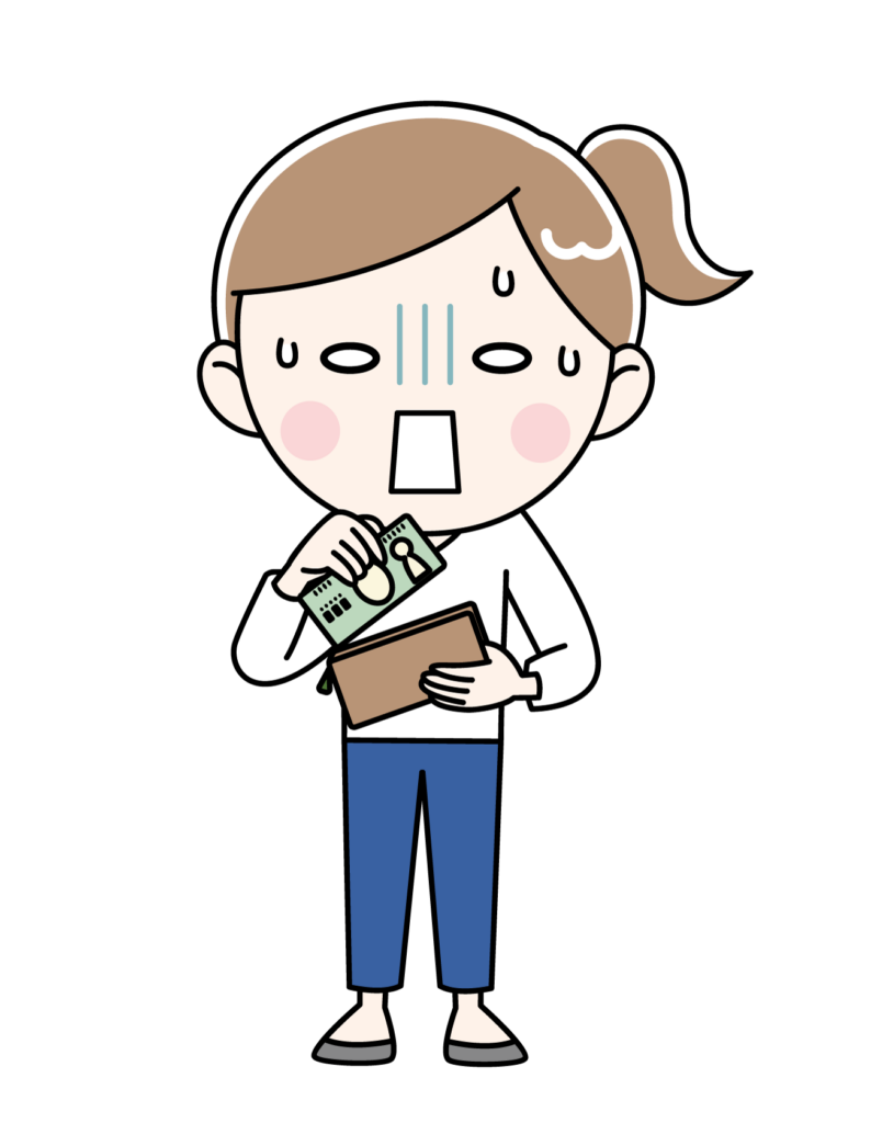 需要が高い時期の引越しのため思ったより代金が高くなって財布からお札を出しながら困る女性