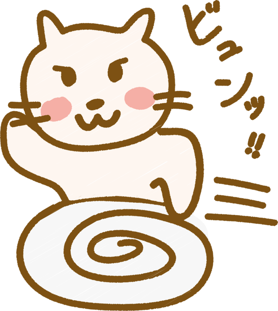 急いでいるかわいい猫のイラスト