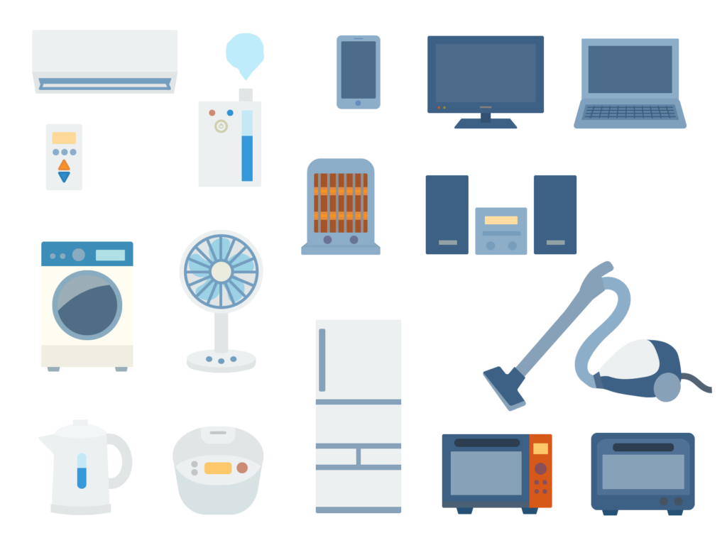 家で使うことの多い家電類の数々