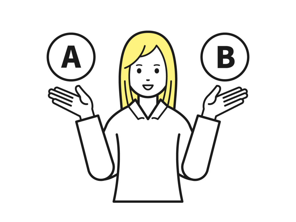 AとBのどちらかを選ぶイメージの女性