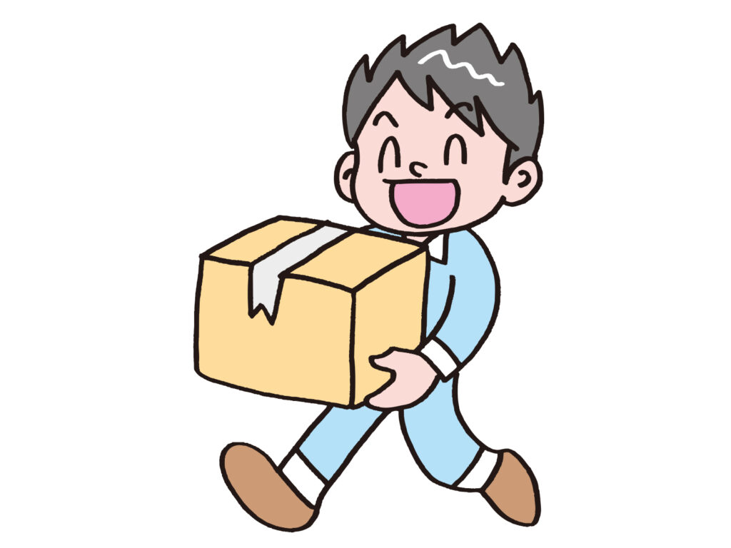 車からダンボールを持ち出してトランクルームに預けようとしている男性