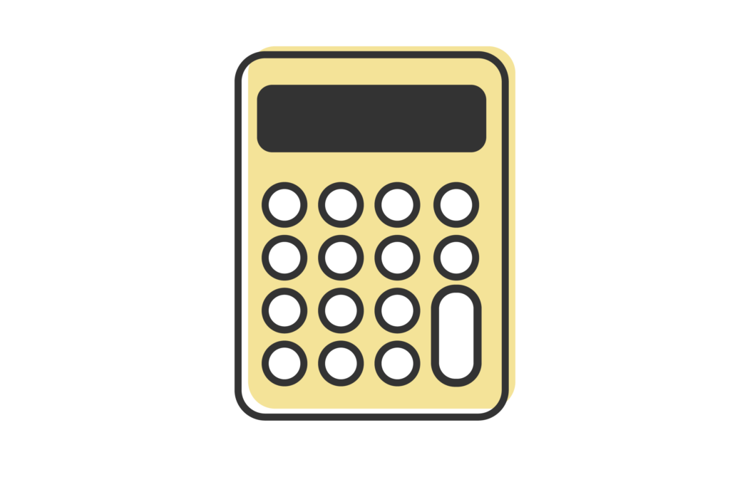 黄色の電卓のイラスト