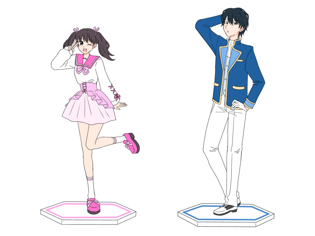 男女の人気キャラのフィギュア