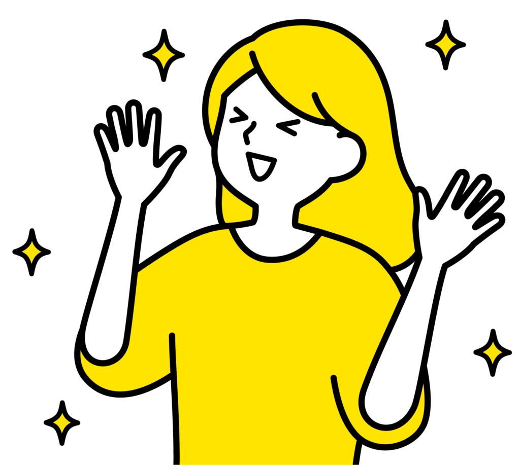 グッズの買取査定結果が良くて喜ぶ女性