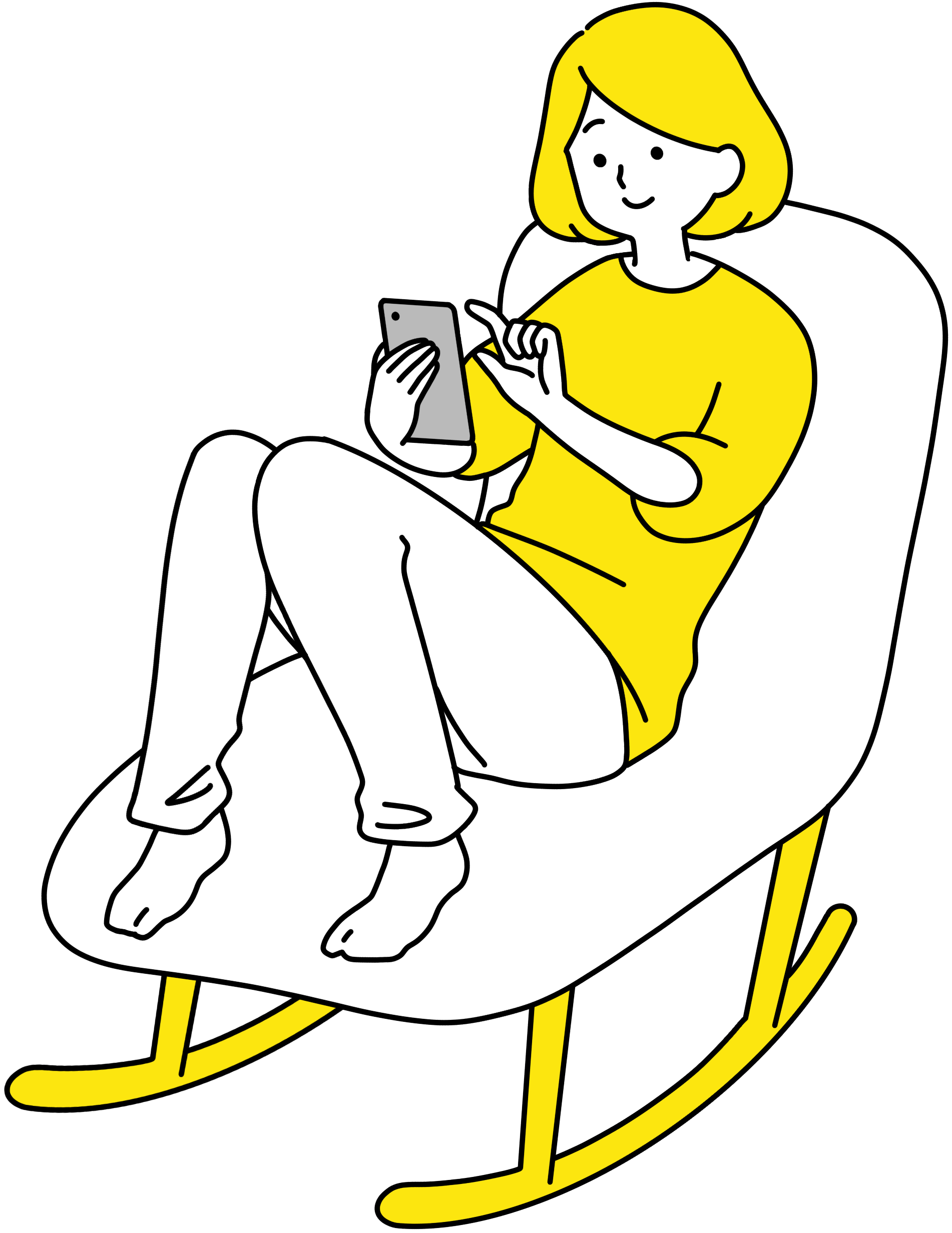 「トイフォレストの事前査定」を使って買取を頼むアイテムの状況を詳しく伝えるためスマホを利用する女の人